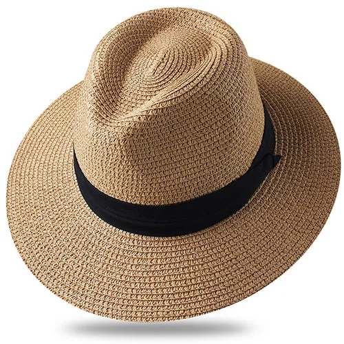 Panama Hat Summer Sun Hats for Women Man Beach Straw Hat for Men UV Protection Cap chapeau femme