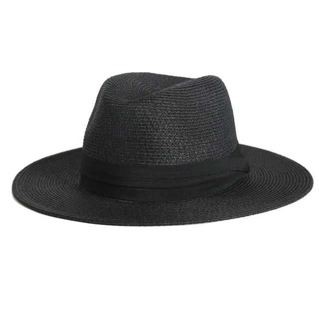Panama Hat Summer Sun Hats for Women Man Beach Straw Hat for Men UV Protection Cap chapeau femme