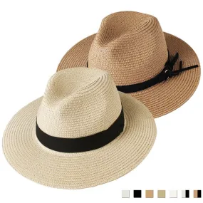 Panama Hat Summer Sun Hats for Women Man Beach Straw Hat for Men UV Protection Cap chapeau femme