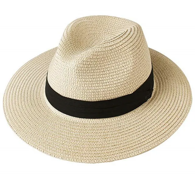 Panama Hat Summer Sun Hats for Women Man Beach Straw Hat for Men UV Protection Cap chapeau femme