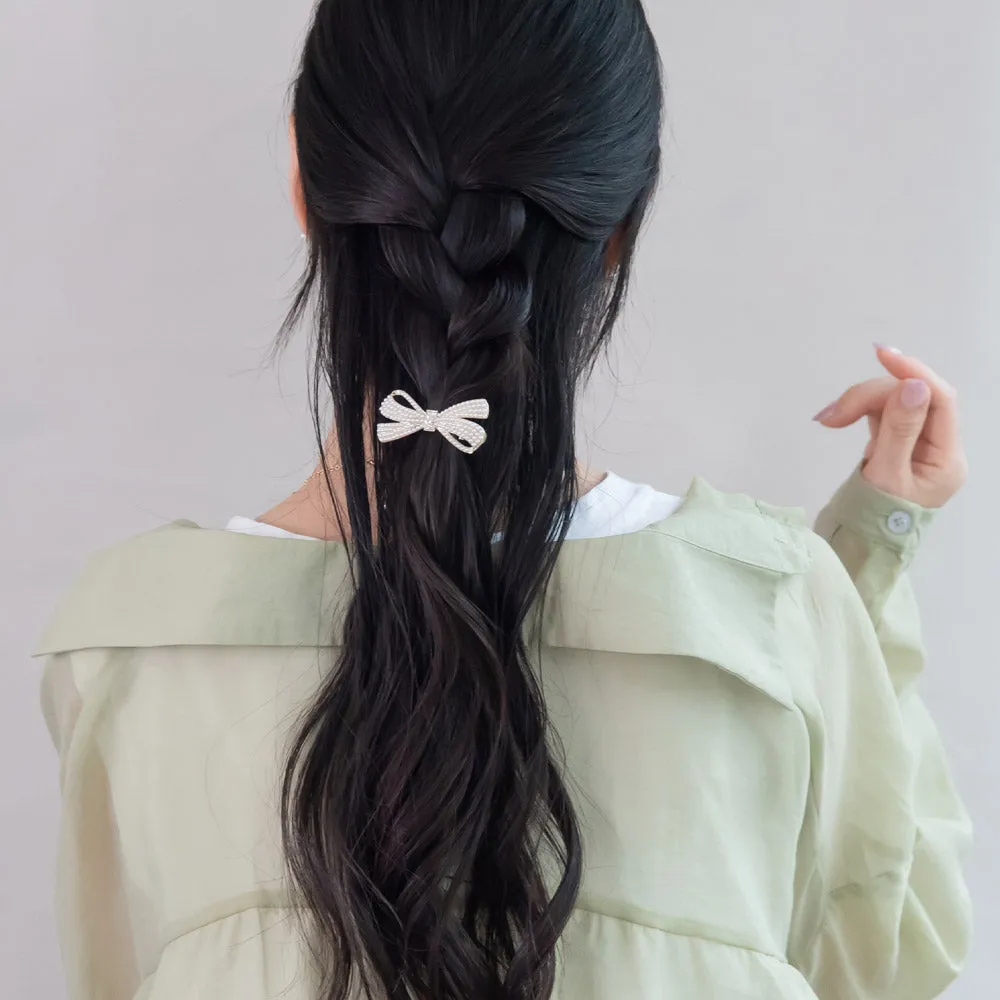 Pearl and Stone Pave Bow Pinch Clip