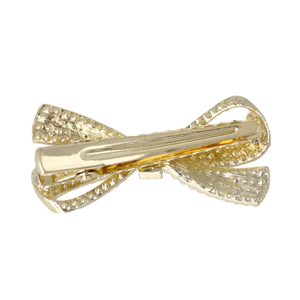 Pearl and Stone Pave Bow Pinch Clip