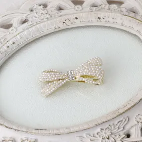 Pearl and Stone Pave Bow Pinch Clip