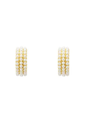 Pearly Queen Hoop Earrings Gold