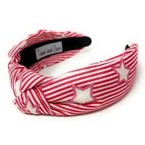 Red Striped Stars Knot Headband