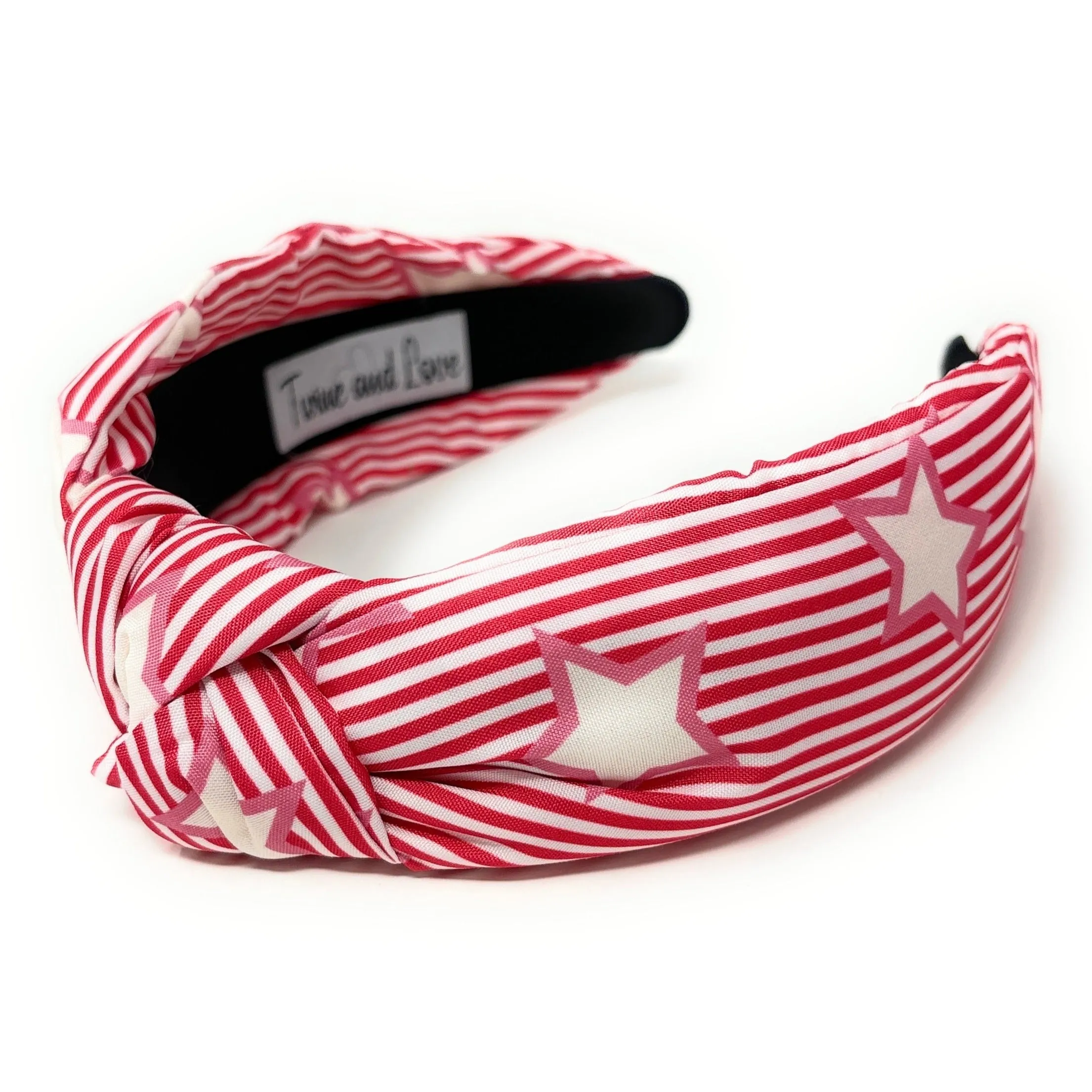 Red Striped Stars Knot Headband