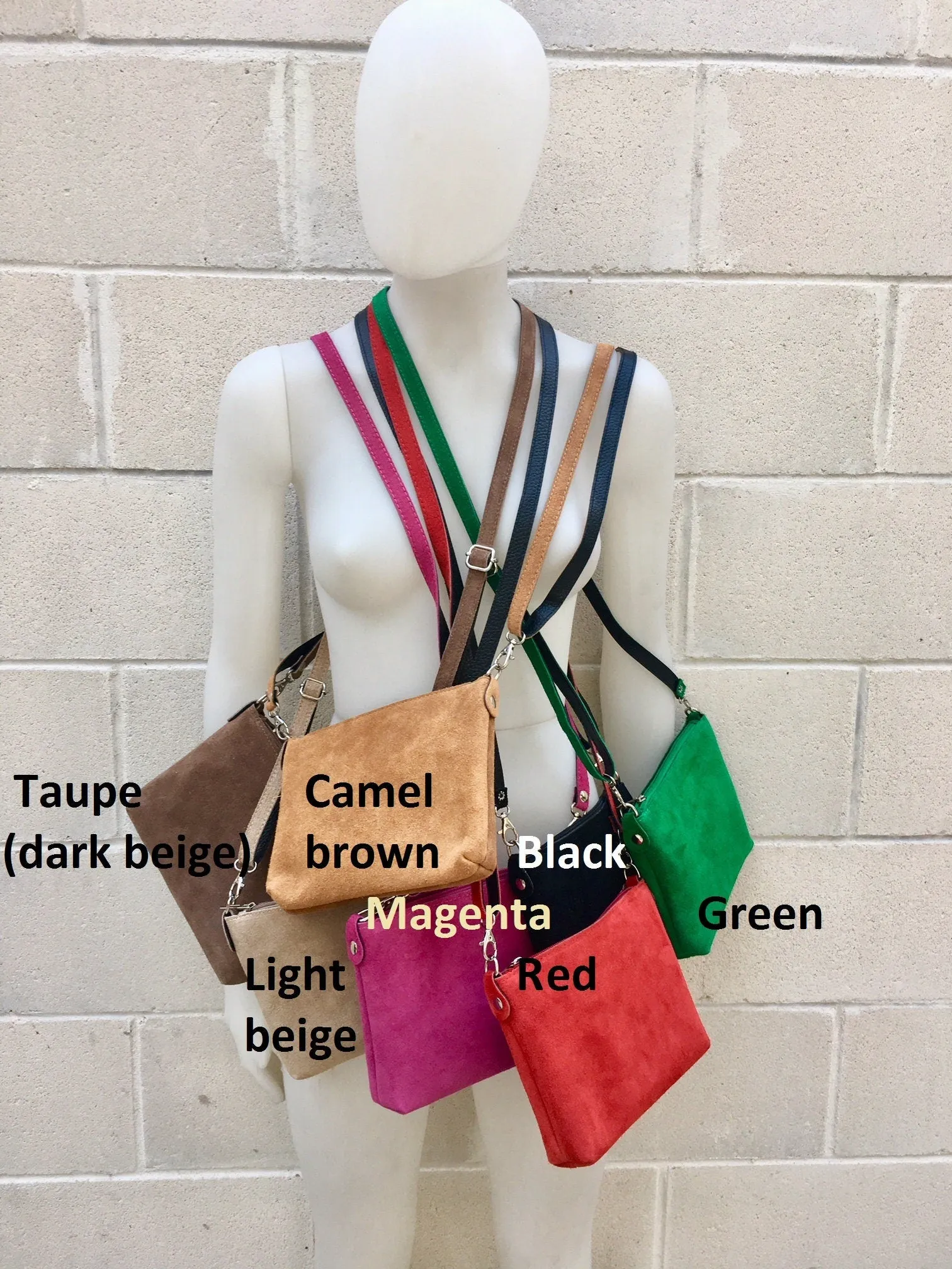 RED suede leather bag. Crossbody / shoulder bag in GENUINE  leather. Small RED suede purse, adjustable strap and zipper. Small red suede bag
