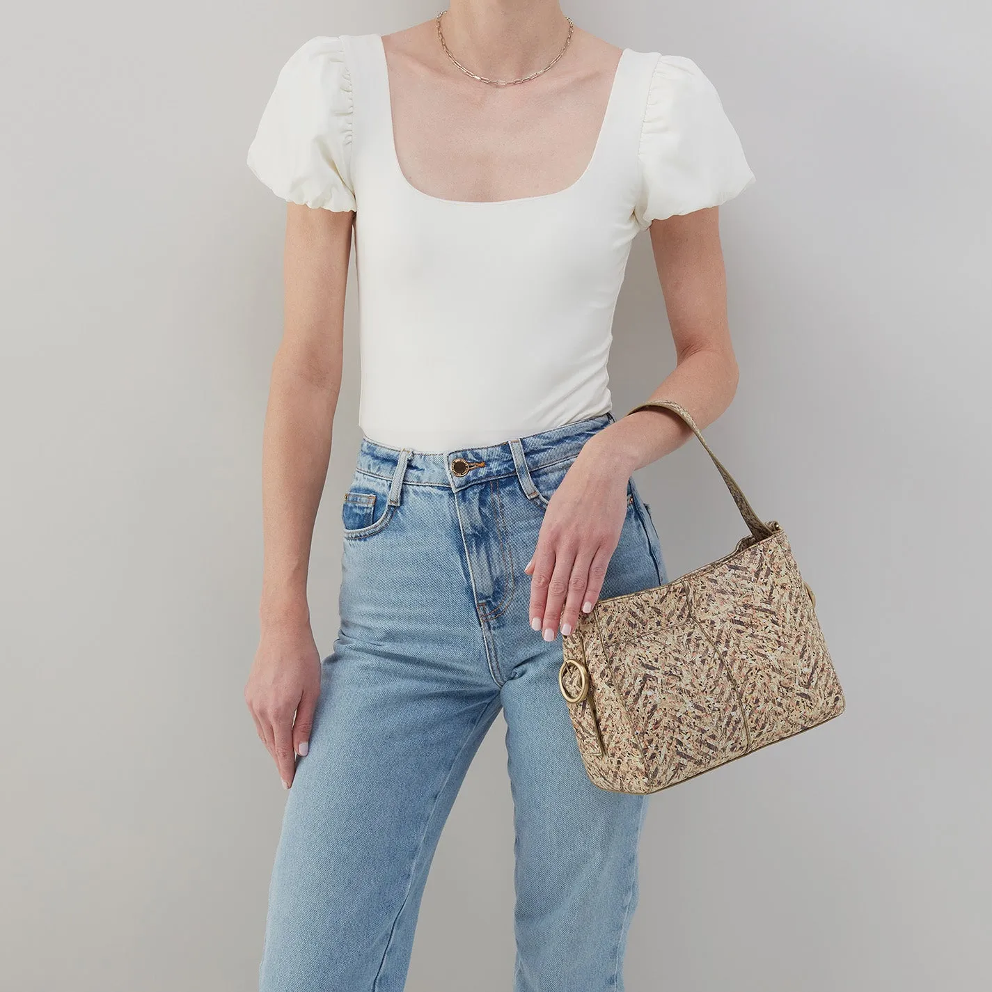 Render Small Crossbody In Printed Leather - Neutral Mosaic Print