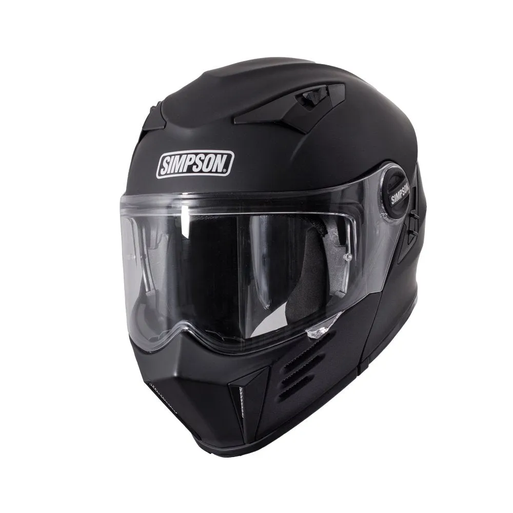 Simpson Darksome Solid Matt Black Flip Up Motorbike Helmet