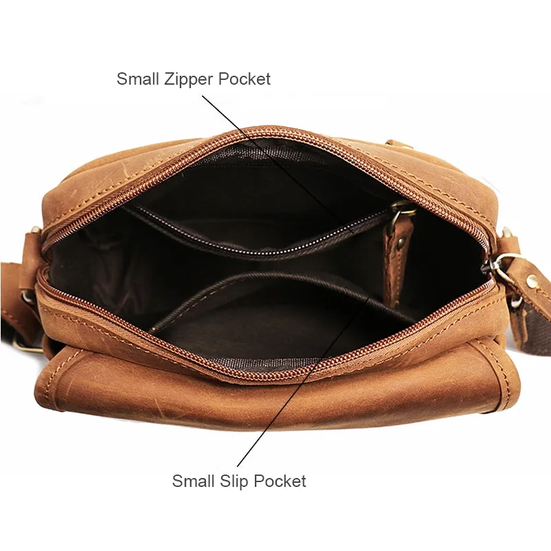 Small Crazy Horse Leather Crossbody Bag