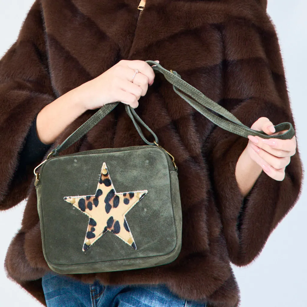 Star patch crossbody bags with animal print wholesale