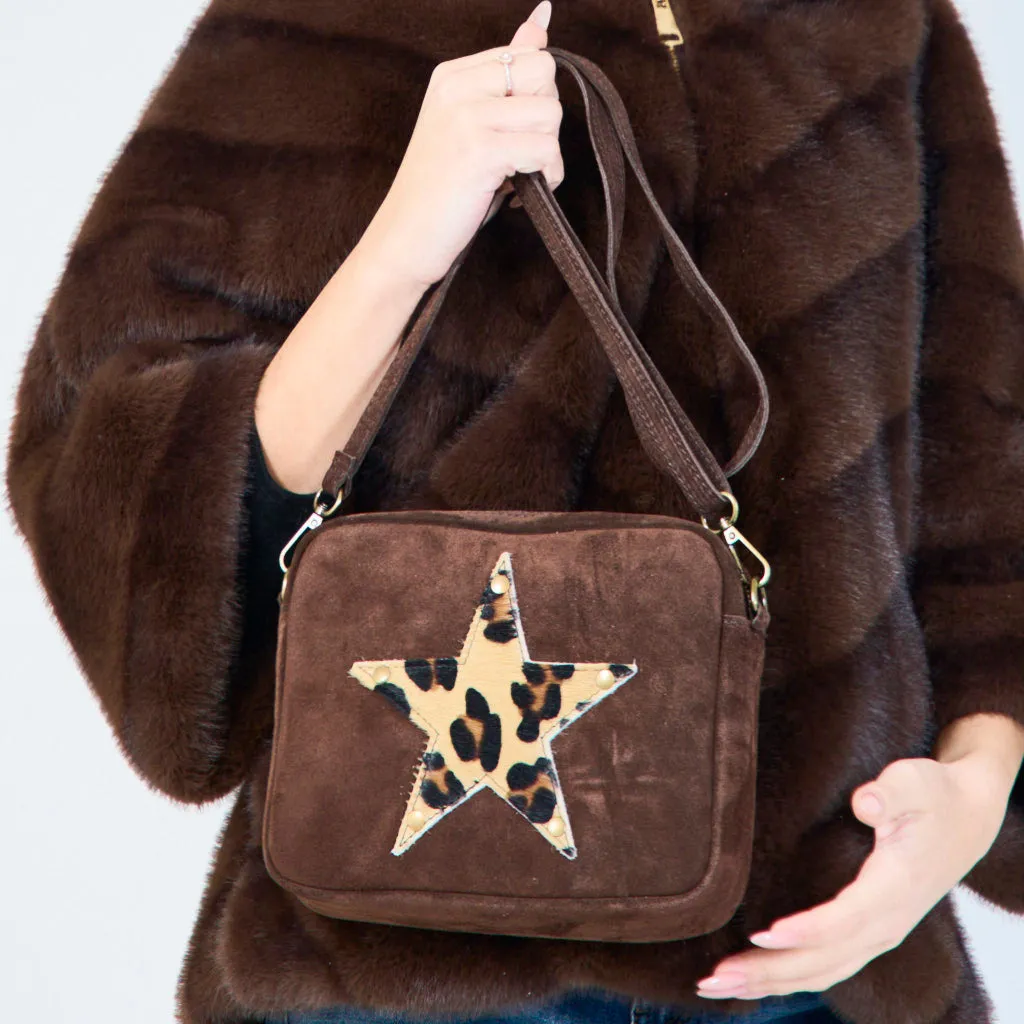 Star patch crossbody bags with animal print wholesale