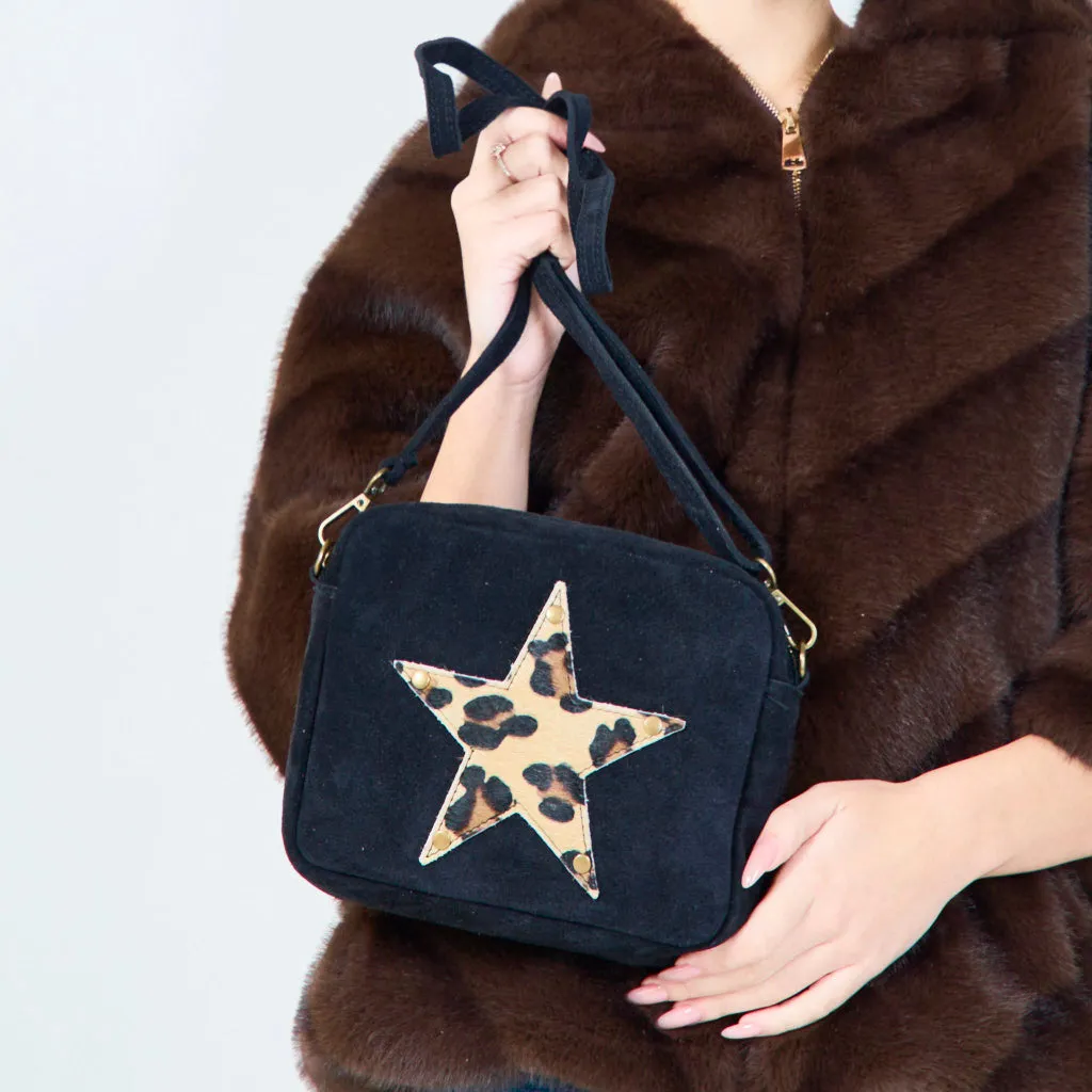 Star patch crossbody bags with animal print wholesale