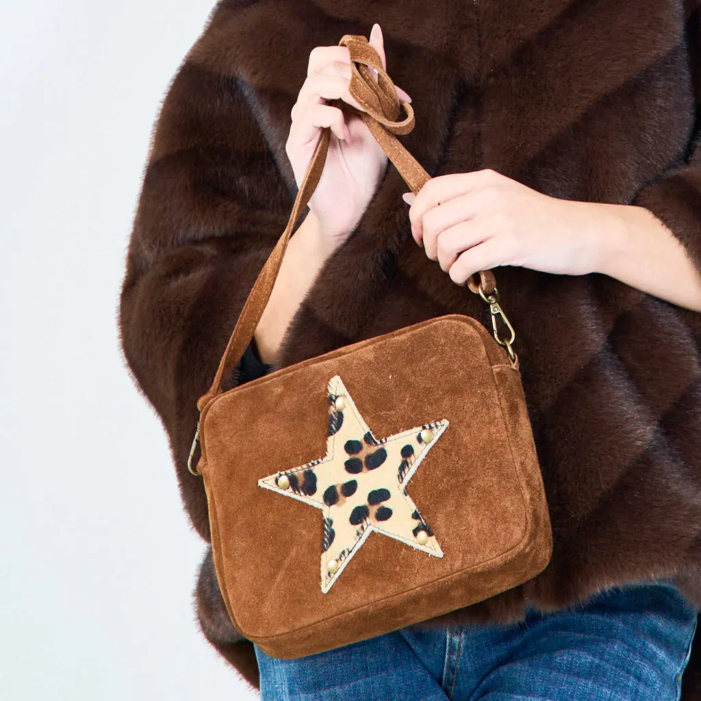 Star patch crossbody bags with animal print wholesale