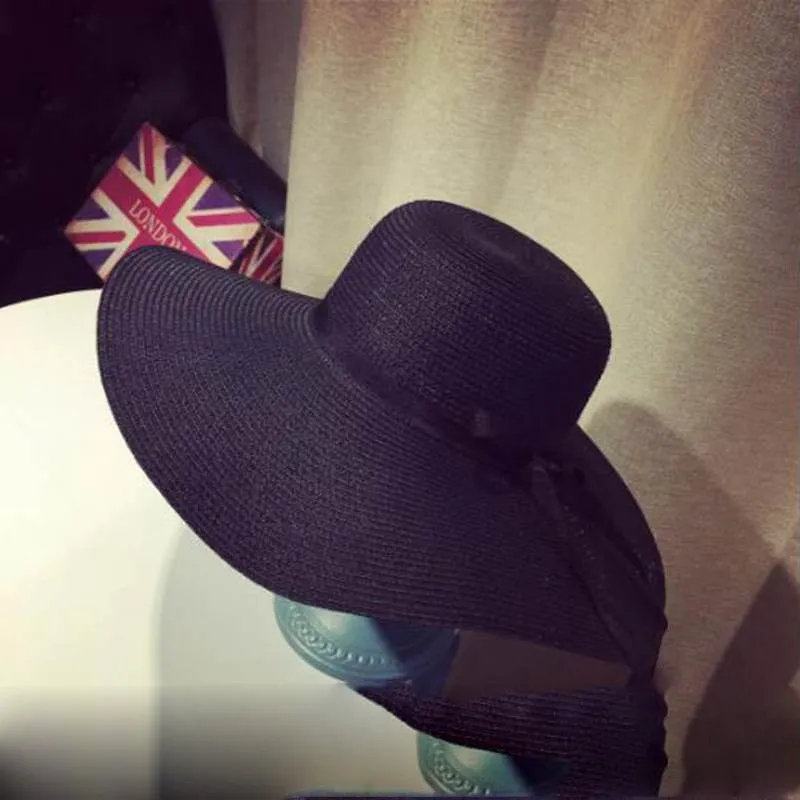 Summer Women Straw Hat Bowknot Wide Brim Floppy Panama Hats Female Lady