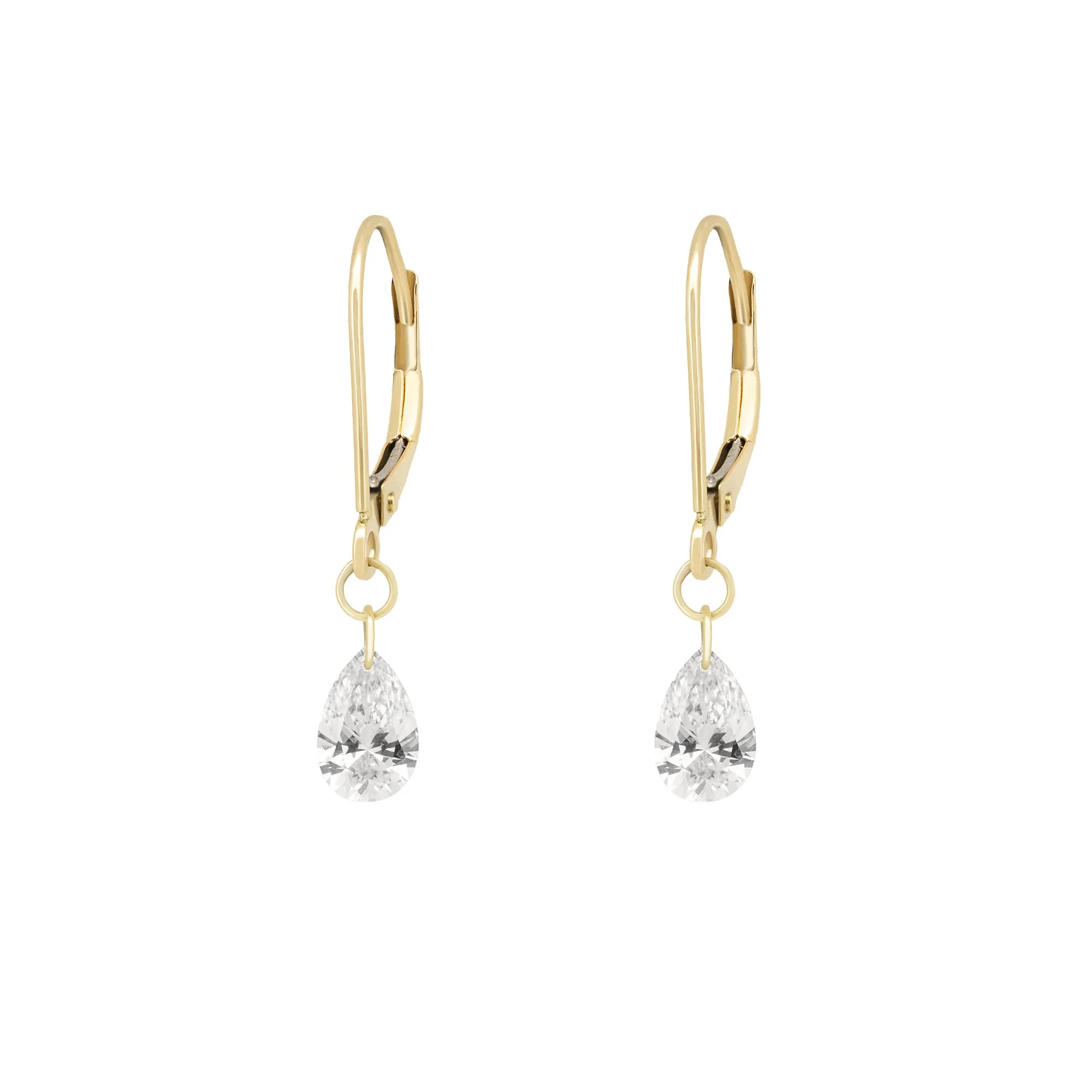 Teardrop Diamond Earrings - 14k Gold
