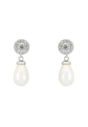 Timeless Pearl Teardrop Earrings Silver