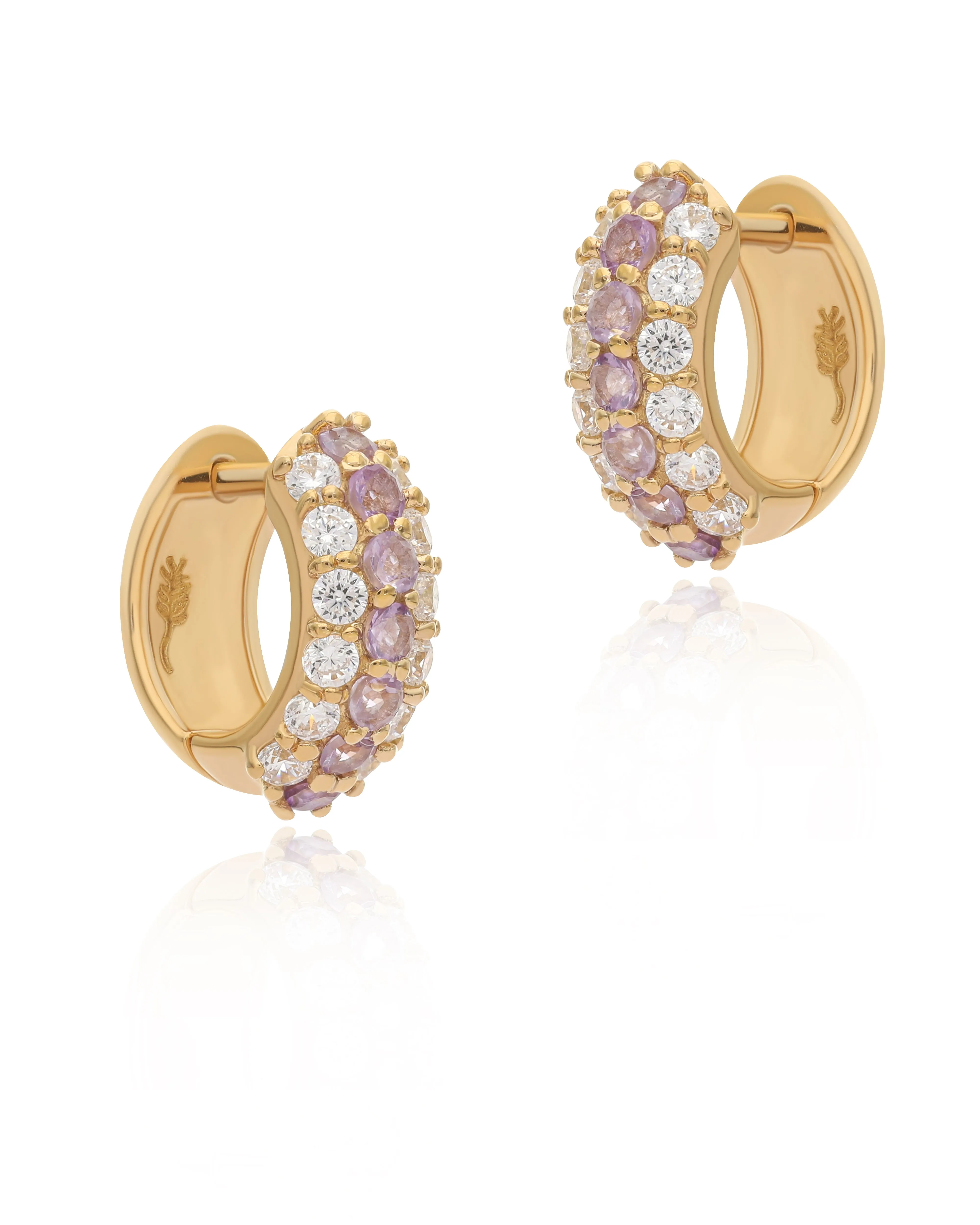 Timeless Sparkle Pink Amethyst Vermeil Huggies
