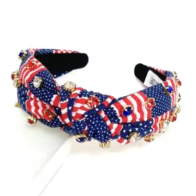 USA Flag Jeweled Knot Headband
