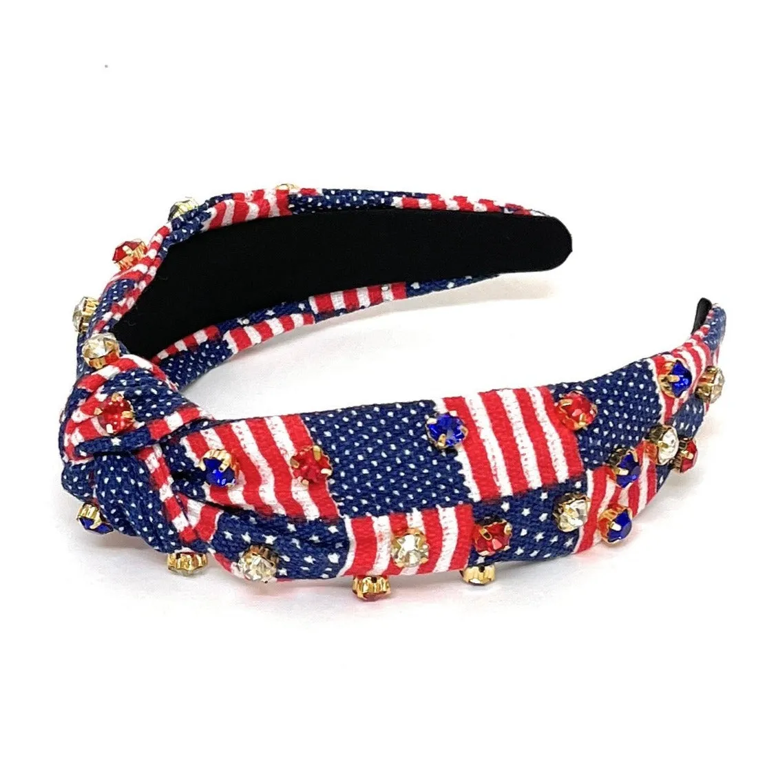 USA Flag Jeweled Knot Headband