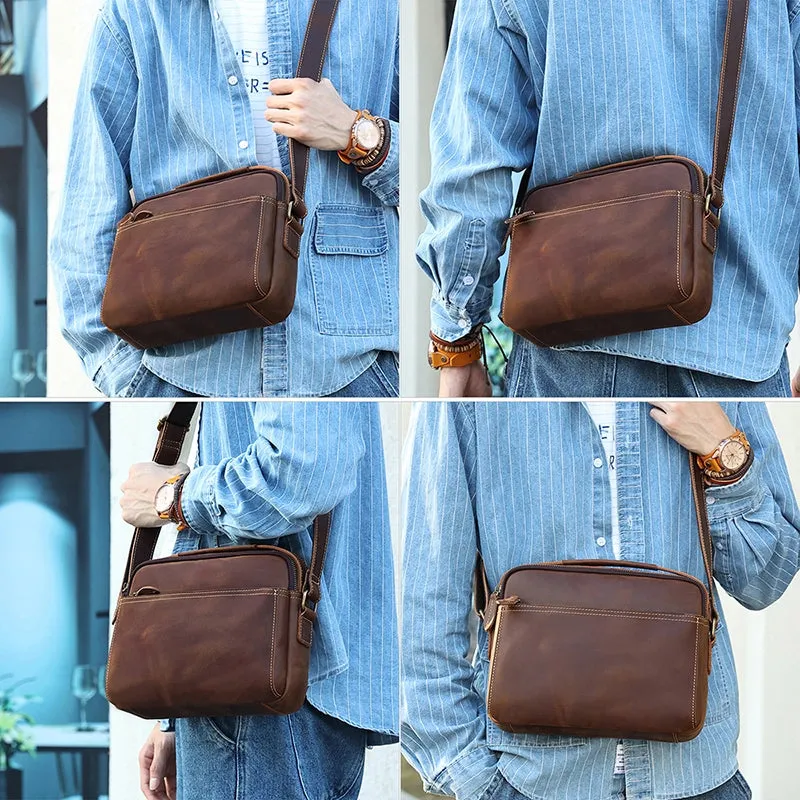 Vintage Marvel Crazy Horse Leather Crossbody Bag