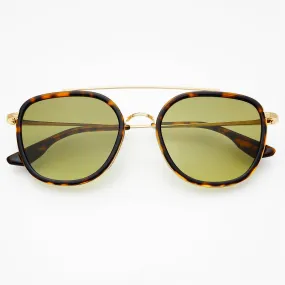 Weston Acetate Round Sunglasses - Tortoise / Fade Green