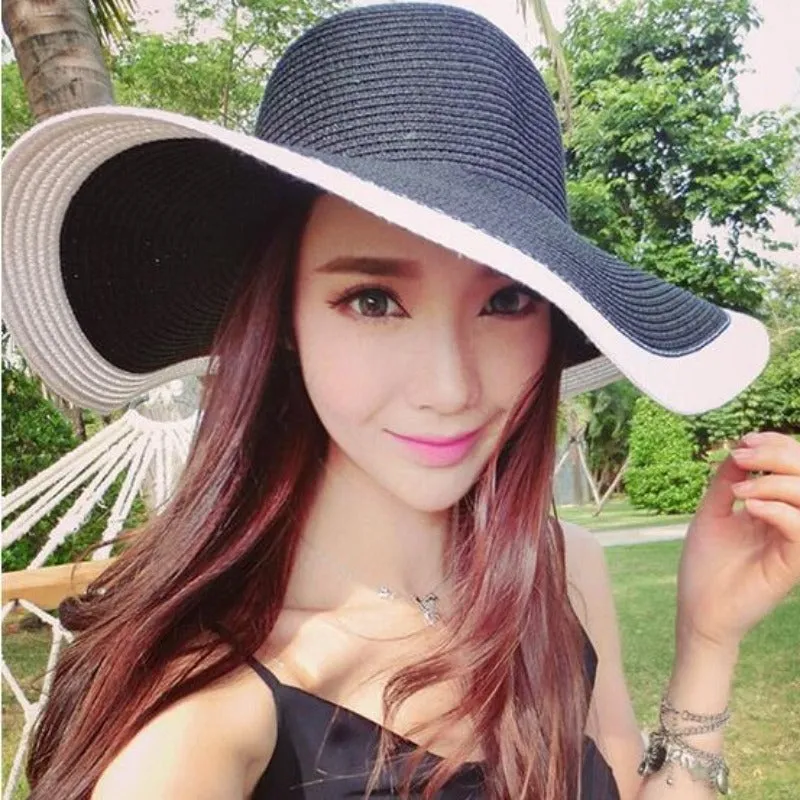 Women's Striped Bowknot Summer Sun Hat