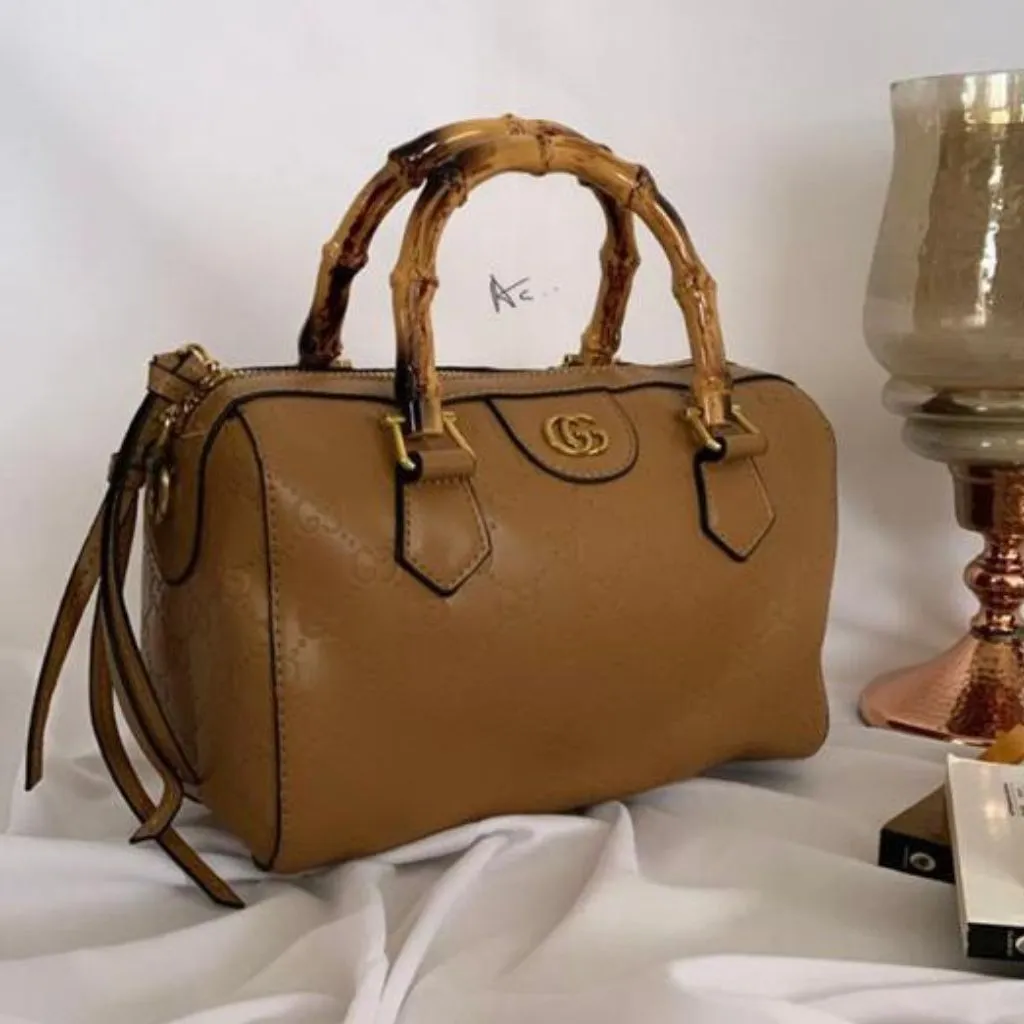 Wooden Handle Speedy Handbag For Women