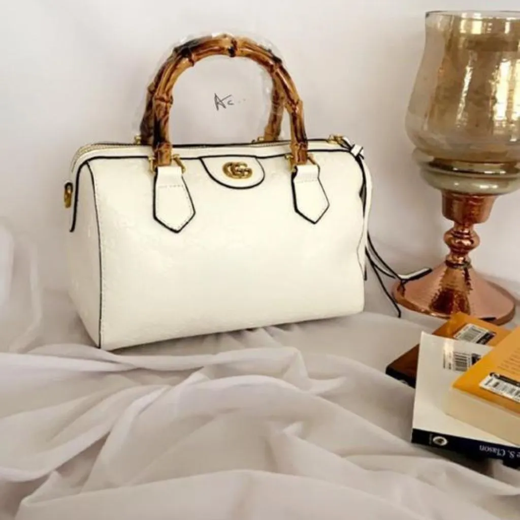 Wooden Handle Speedy Handbag For Women